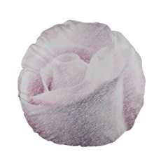 Rose Pink Flower  Floral Pencil Drawing Art Standard 15  Premium Flano Round Cushions by picsaspassion