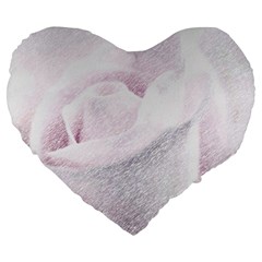 Rose Pink Flower  Floral Pencil Drawing Art Large 19  Premium Flano Heart Shape Cushions by picsaspassion