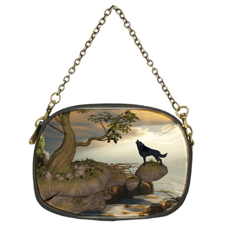 The Lonely Wolf On The Flying Rock Chain Purses (One Side) 