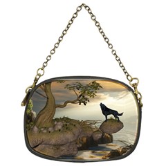 The Lonely Wolf On The Flying Rock Chain Purses (two Sides)  by FantasyWorld7