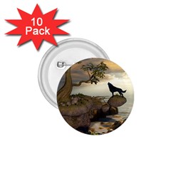 The Lonely Wolf On The Flying Rock 1 75  Buttons (10 Pack) by FantasyWorld7