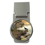 The Lonely Wolf On The Flying Rock Money Clips (Round)  Front