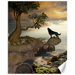 The Lonely Wolf On The Flying Rock Canvas 11  x 14   10.95 x13.48  Canvas - 1