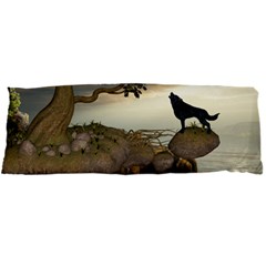 The Lonely Wolf On The Flying Rock Body Pillow Case Dakimakura (two Sides) by FantasyWorld7