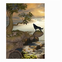 The Lonely Wolf On The Flying Rock Small Garden Flag (two Sides) by FantasyWorld7