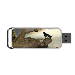 The Lonely Wolf On The Flying Rock Portable Usb Flash (one Side) by FantasyWorld7