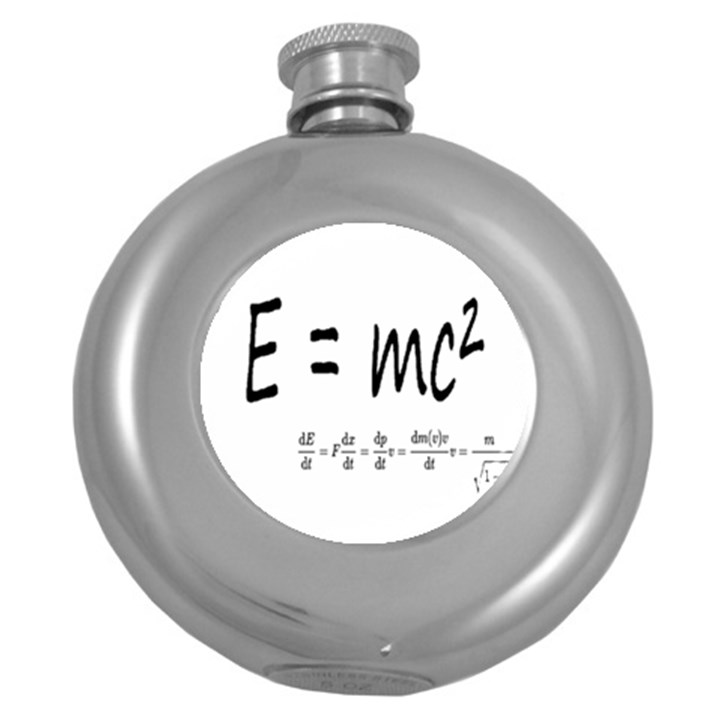 E=mc2 formula physics relativity Round Hip Flask (5 oz)