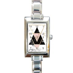 Triangles,gold,black,pink,marbles,collage,modern,trendy,cute,decorative, Rectangle Italian Charm Watch by NouveauDesign