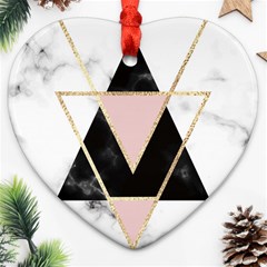 Triangles,gold,black,pink,marbles,collage,modern,trendy,cute,decorative, Ornament (heart) by NouveauDesign