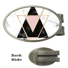 Triangles,gold,black,pink,marbles,collage,modern,trendy,cute,decorative, Money Clips (oval)  by NouveauDesign