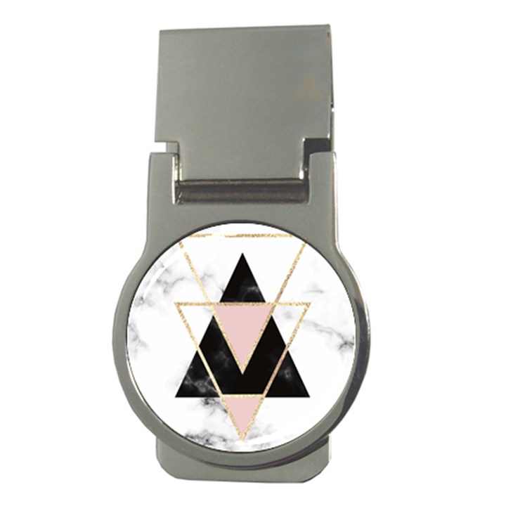 Triangles,gold,black,pink,marbles,collage,modern,trendy,cute,decorative, Money Clips (Round) 