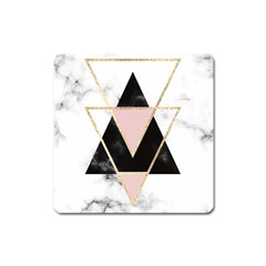 Triangles,gold,black,pink,marbles,collage,modern,trendy,cute,decorative, Square Magnet by NouveauDesign