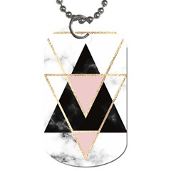 Triangles,gold,black,pink,marbles,collage,modern,trendy,cute,decorative, Dog Tag (one Side) by NouveauDesign