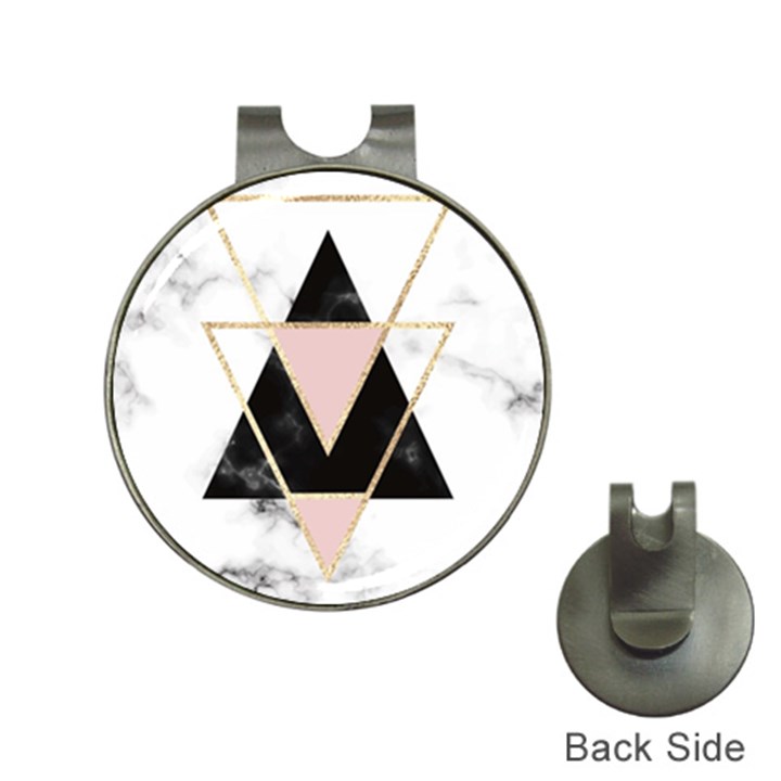 Triangles,gold,black,pink,marbles,collage,modern,trendy,cute,decorative, Hat Clips with Golf Markers