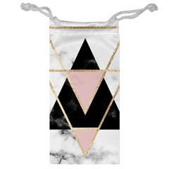 Triangles,gold,black,pink,marbles,collage,modern,trendy,cute,decorative, Jewelry Bag by NouveauDesign