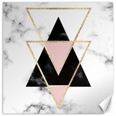 Triangles,gold,black,pink,marbles,collage,modern,trendy,cute,decorative, Canvas 16  X 16   by NouveauDesign