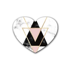 Triangles,gold,black,pink,marbles,collage,modern,trendy,cute,decorative, Rubber Coaster (heart)  by NouveauDesign