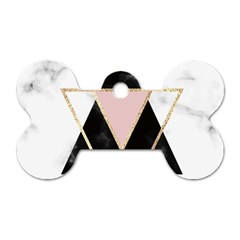 Triangles,gold,black,pink,marbles,collage,modern,trendy,cute,decorative, Dog Tag Bone (one Side) by NouveauDesign