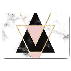 Triangles,gold,black,pink,marbles,collage,modern,trendy,cute,decorative, Large Doormat  by NouveauDesign