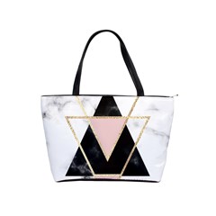 Triangles,gold,black,pink,marbles,collage,modern,trendy,cute,decorative, Shoulder Handbags by NouveauDesign