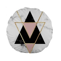 Triangles,gold,black,pink,marbles,collage,modern,trendy,cute,decorative, Standard 15  Premium Round Cushions by NouveauDesign