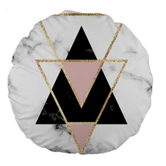 Triangles,gold,black,pink,marbles,collage,modern,trendy,cute,decorative, Large 18  Premium Round Cushions by NouveauDesign