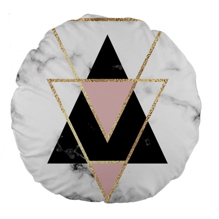 Triangles,gold,black,pink,marbles,collage,modern,trendy,cute,decorative, Large 18  Premium Round Cushions