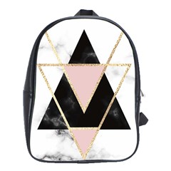 Triangles,gold,black,pink,marbles,collage,modern,trendy,cute,decorative, School Bag (xl) by NouveauDesign