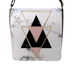 Triangles,gold,black,pink,marbles,collage,modern,trendy,cute,decorative, Flap Messenger Bag (l)  by NouveauDesign