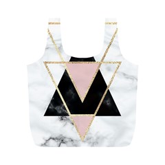 Triangles,gold,black,pink,marbles,collage,modern,trendy,cute,decorative, Full Print Recycle Bags (m)  by NouveauDesign