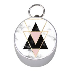 Triangles,gold,black,pink,marbles,collage,modern,trendy,cute,decorative, Mini Silver Compasses by NouveauDesign