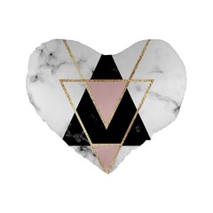 Triangles,gold,black,pink,marbles,collage,modern,trendy,cute,decorative, Standard 16  Premium Flano Heart Shape Cushions by NouveauDesign