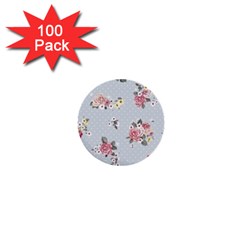 Floral Blue 1  Mini Buttons (100 Pack)  by NouveauDesign