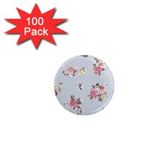 Floral Blue 1  Mini Magnets (100 Pack)  by NouveauDesign