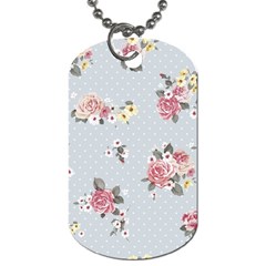 Floral Blue Dog Tag (two Sides) by NouveauDesign