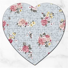 Floral Blue Jigsaw Puzzle (heart) by NouveauDesign