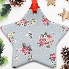 Floral Blue Star Ornament (two Sides) by NouveauDesign