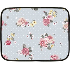 Floral Blue Double Sided Fleece Blanket (mini)  by NouveauDesign