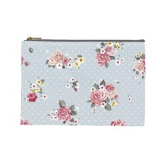 Floral Blue Cosmetic Bag (large)  by NouveauDesign