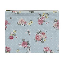 Floral Blue Cosmetic Bag (xl) by NouveauDesign