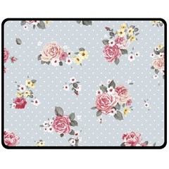 Floral Blue Fleece Blanket (medium)  by NouveauDesign