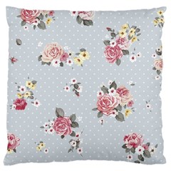 Floral Blue Large Cushion Case (one Side) by NouveauDesign