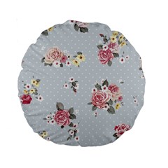 Floral Blue Standard 15  Premium Round Cushions by NouveauDesign