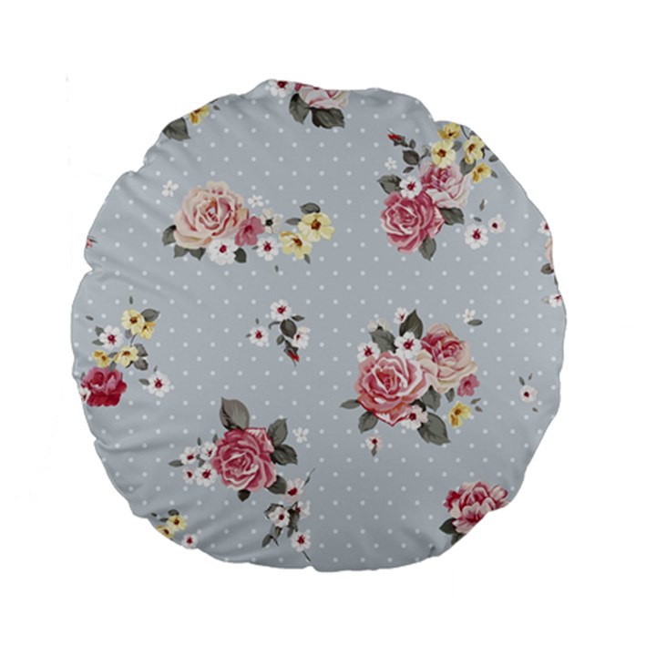 floral blue Standard 15  Premium Round Cushions