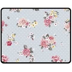 Floral Blue Double Sided Fleece Blanket (medium)  by NouveauDesign