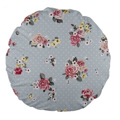 Floral Blue Large 18  Premium Flano Round Cushions by NouveauDesign