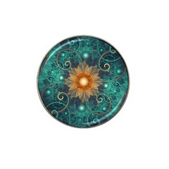 Beautiful Tangerine Orange And Teal Lotus Fractals Hat Clip Ball Marker (10 Pack) by jayaprime