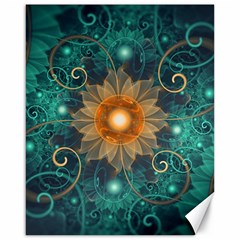 Beautiful Tangerine Orange And Teal Lotus Fractals Canvas 16  X 20   by jayaprime