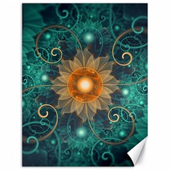 Beautiful Tangerine Orange And Teal Lotus Fractals Canvas 18  X 24   by jayaprime