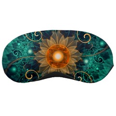 Beautiful Tangerine Orange And Teal Lotus Fractals Sleeping Masks by jayaprime